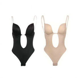 Hot Sell Strapless Backless Push Up One Piece Bodysuit Deep Plunge Frontless Bra