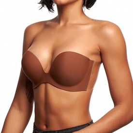 Strapless Clear Back Strap Convertible Bra with Lace Padded Underwired Plus Size Brassiere