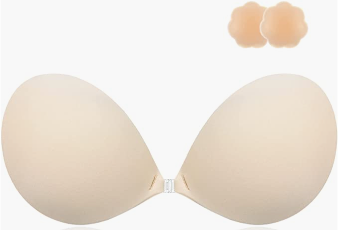 Adhesive Bra Strapless Sticky Invisible Push up Silicone Bra for Backless Dress with Nipple Covers(图1)